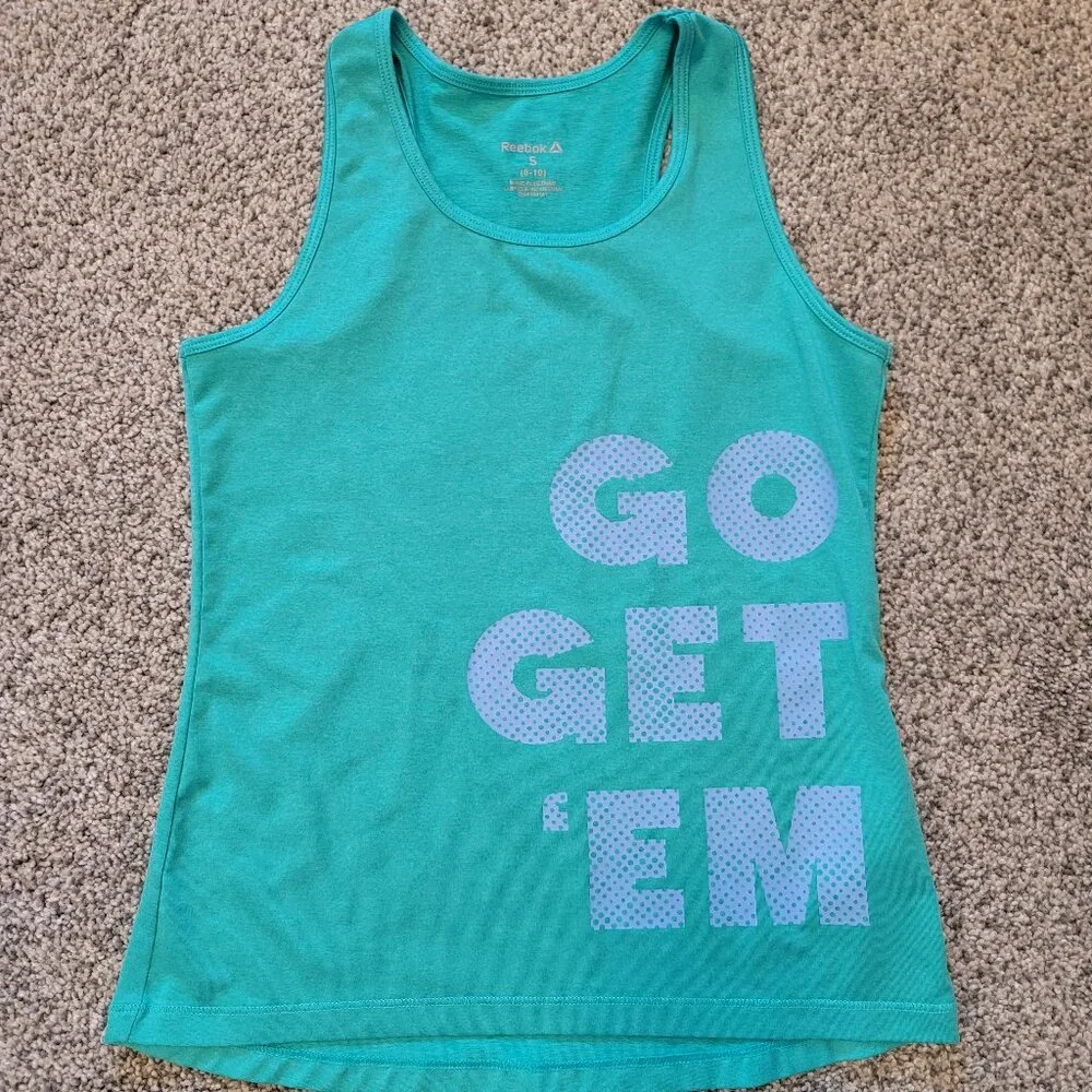 Reebok Girls Go get Em Green Tank top Small 8-10, Good Condition